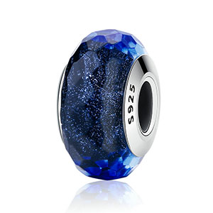 Charm Cristal murano facetado azul marino